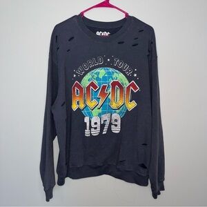 AC/DC Gray Sweatshirt 2X Distressed